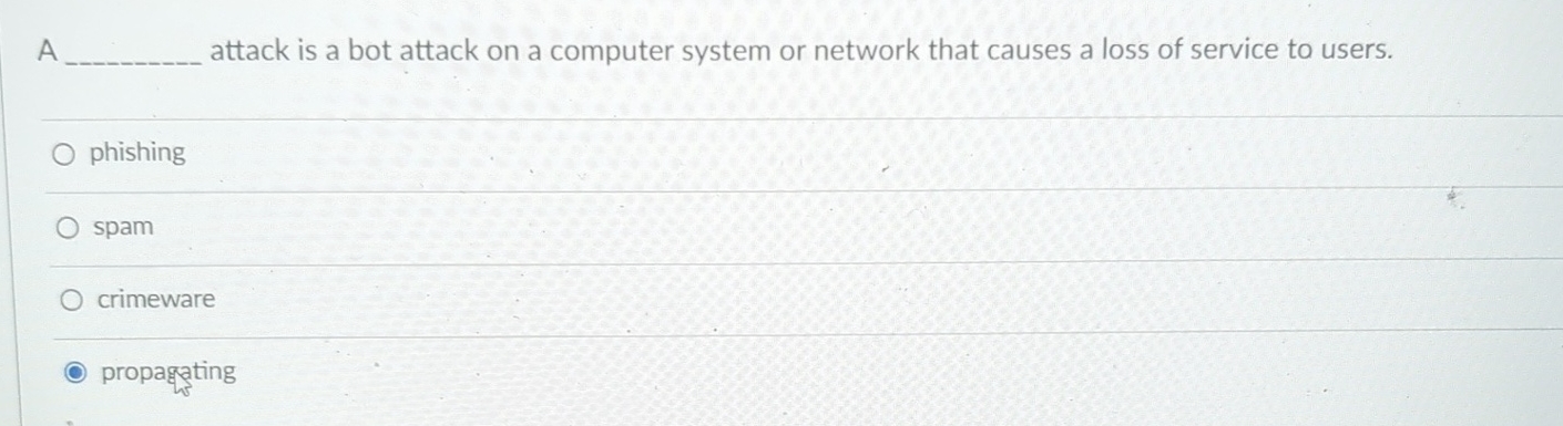 A attack is a bot attack on a computer system or
