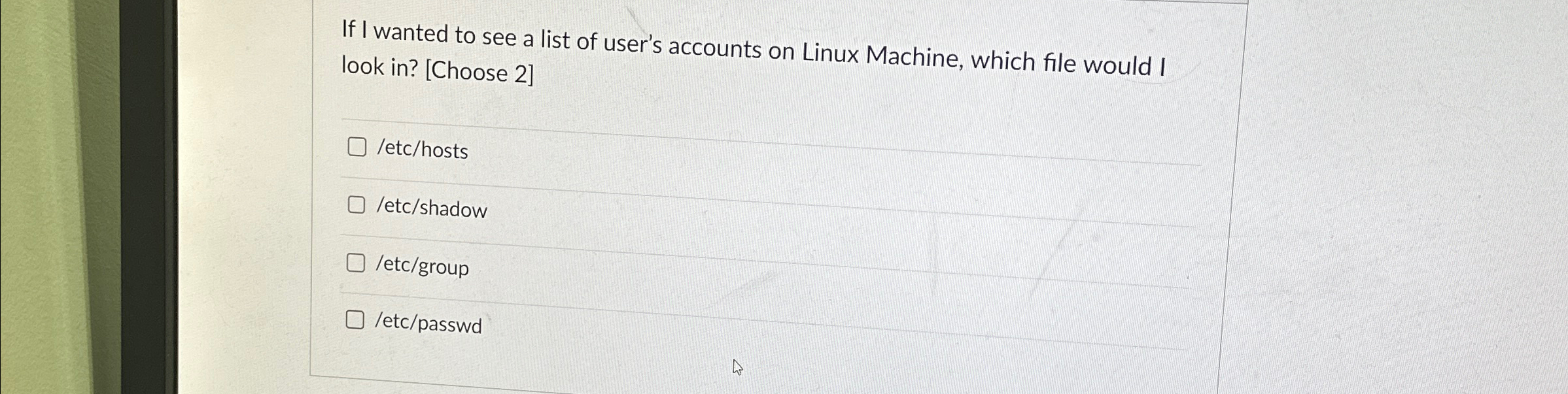 If I wanted to see a list of user's accounts on