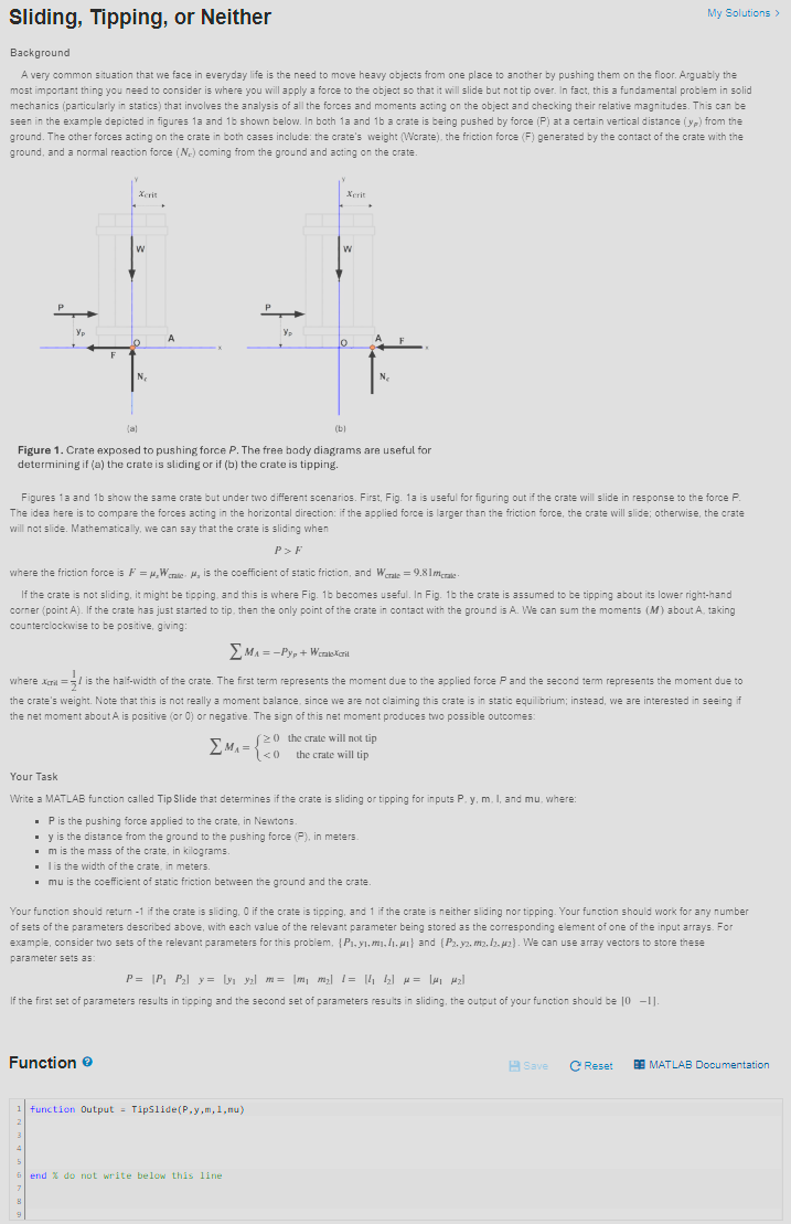 Sliding, Tipping, or Neither Background A very
