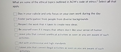 What are some of the ethical topics outlined in