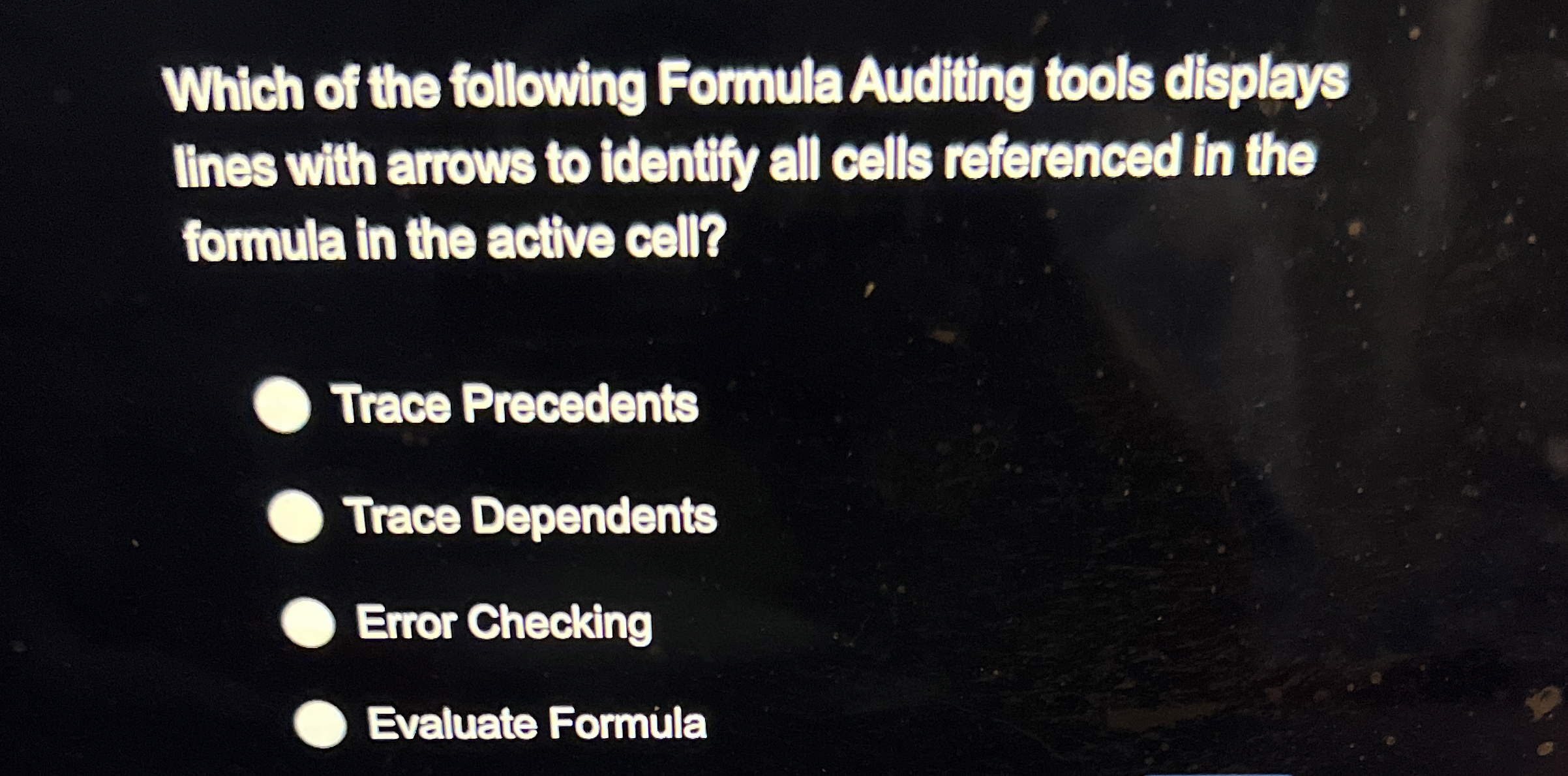 Which of the following Formula Auditing tools
