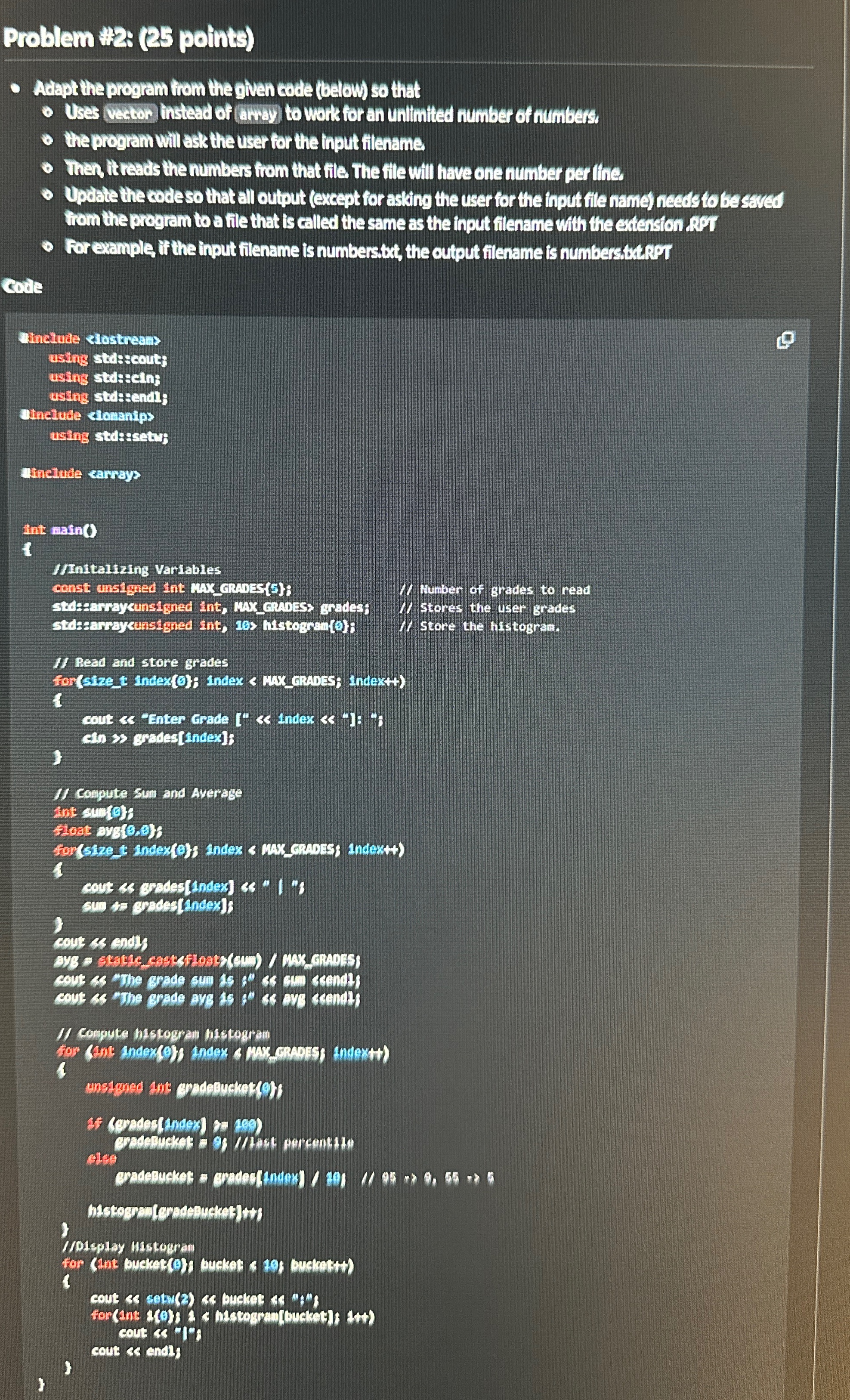 Problem 4 2 : ( 2 5 points ) Actapt the program