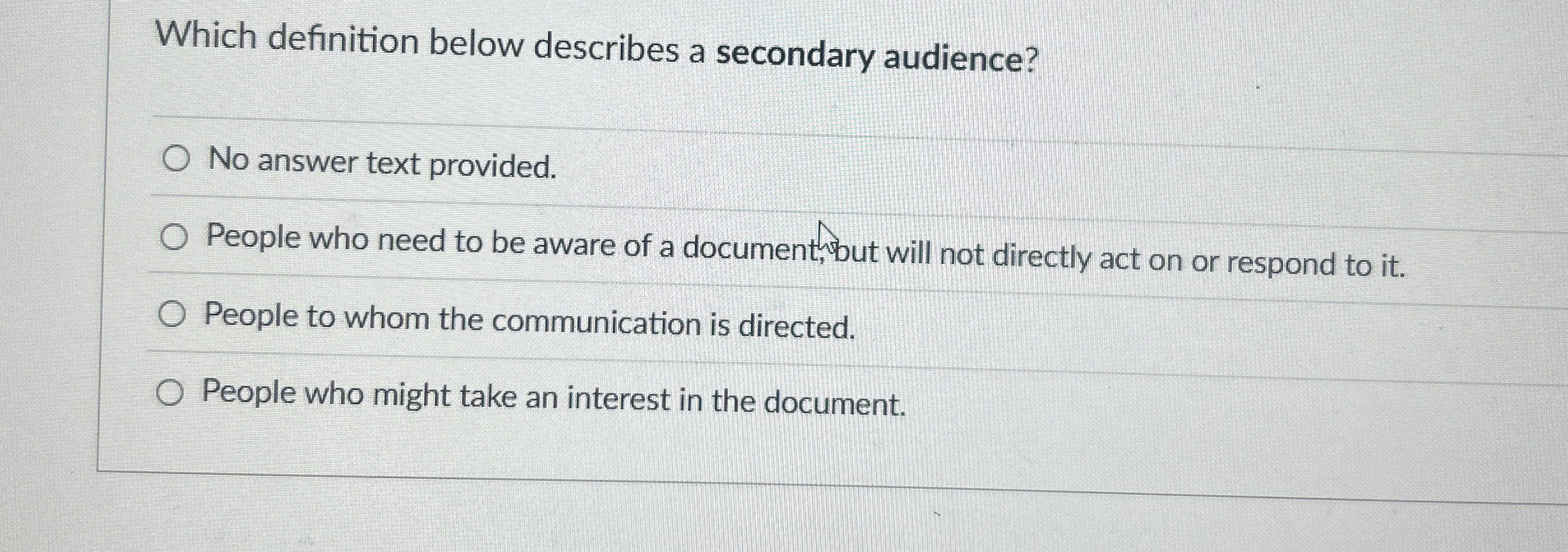 Which definition below describes a secondary