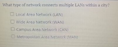 What type of network connects multiple LANs