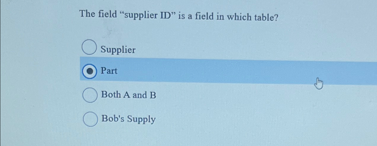 The field "supplier ID " is a field in which