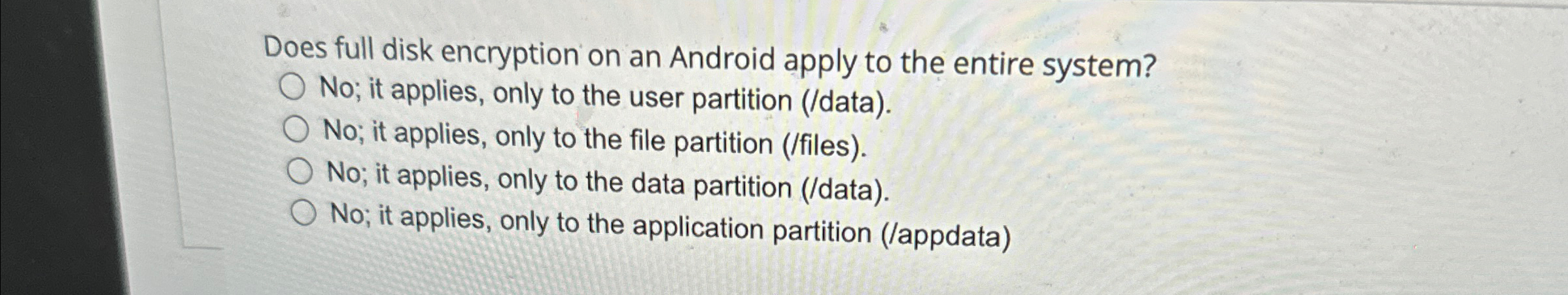 Does full disk encryption on an Android apply to