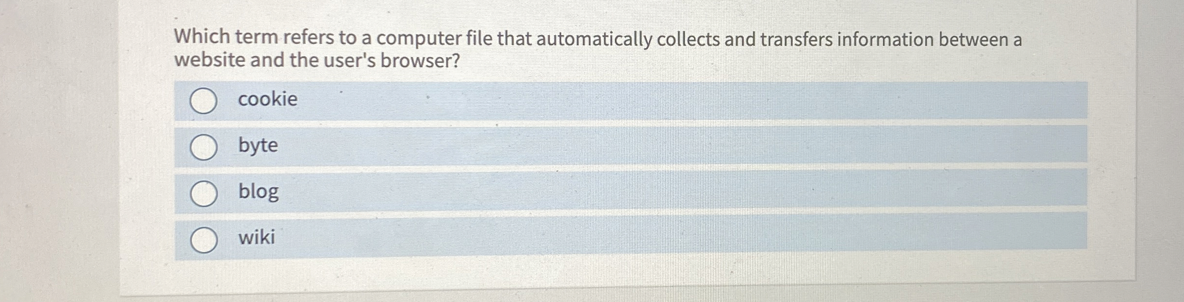Which term refers to a computer file that