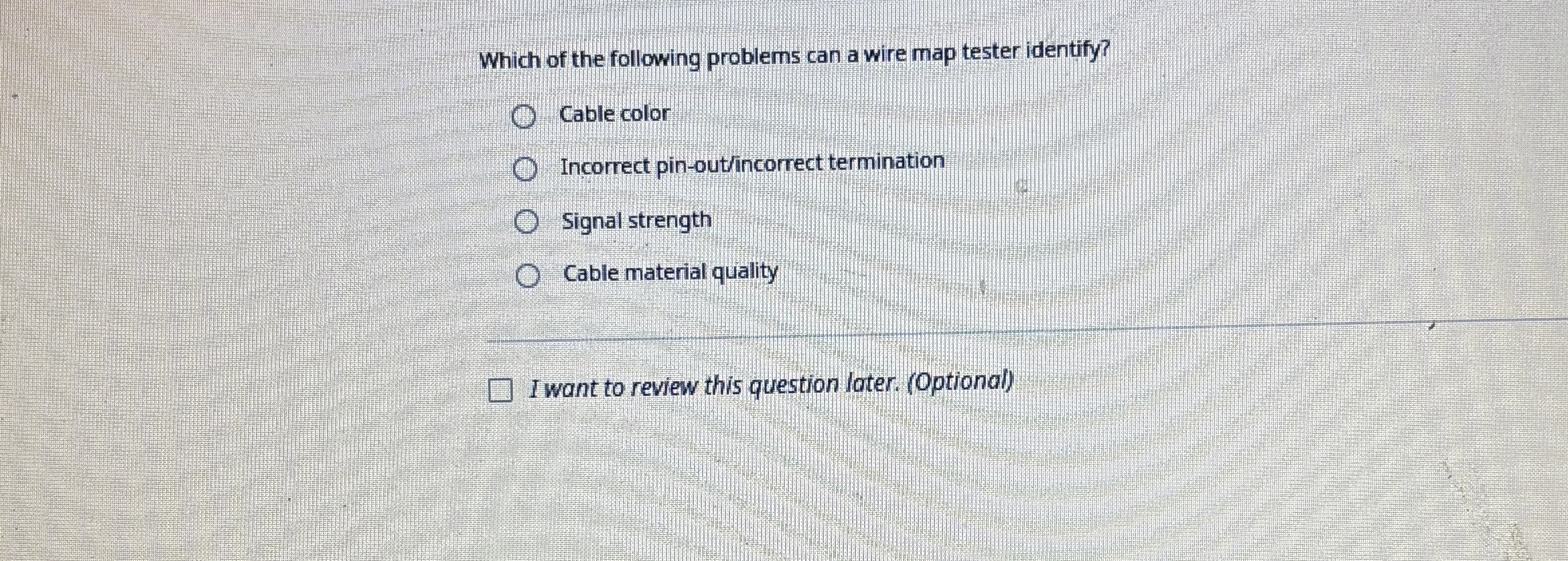 Which of the following problems can a wire map
