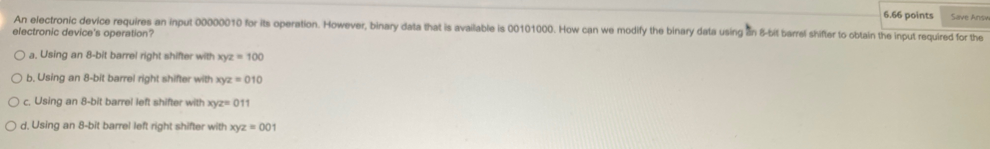 6 . 6 6 points An electronic device requires an