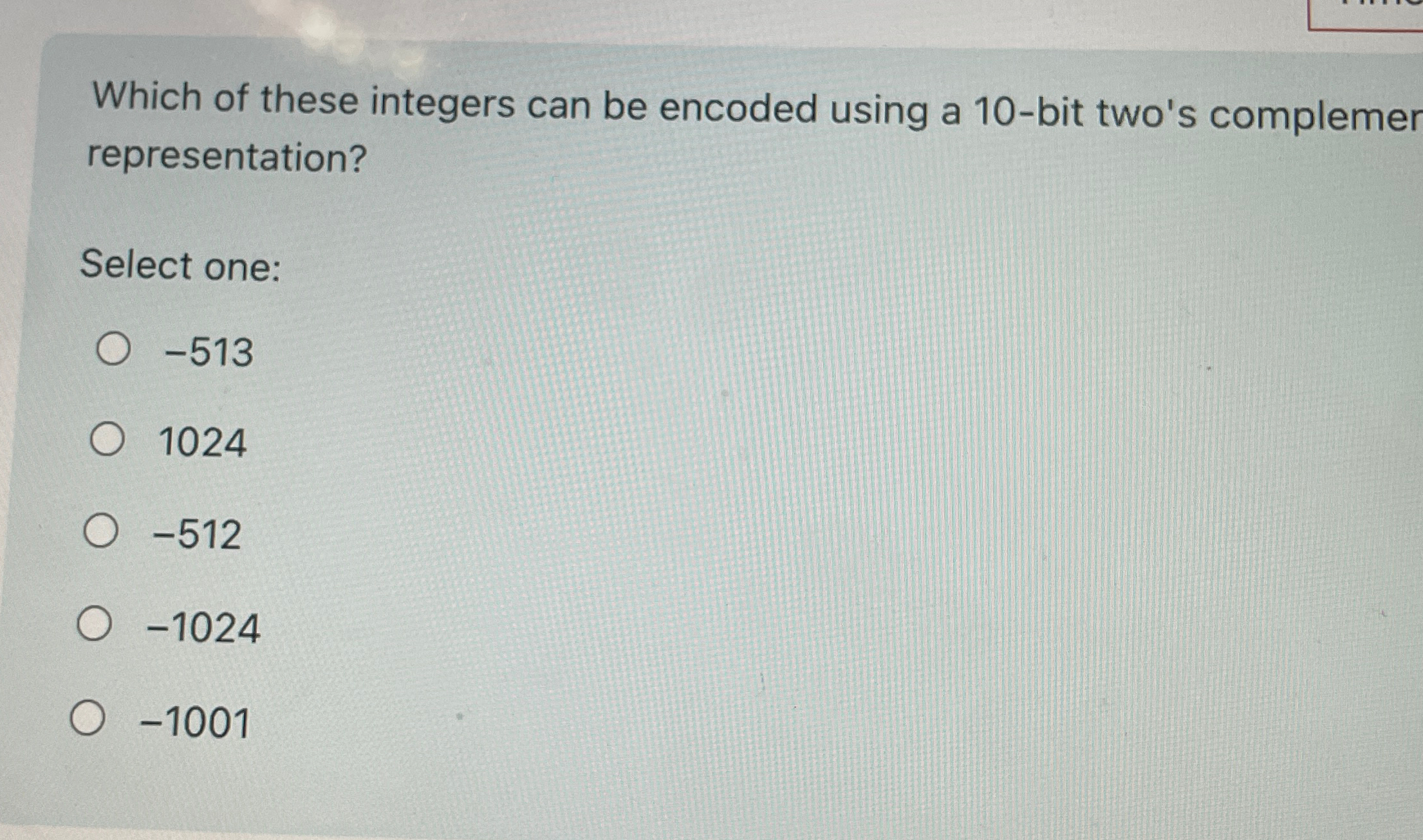 Which of these integers can be encoded using a 1