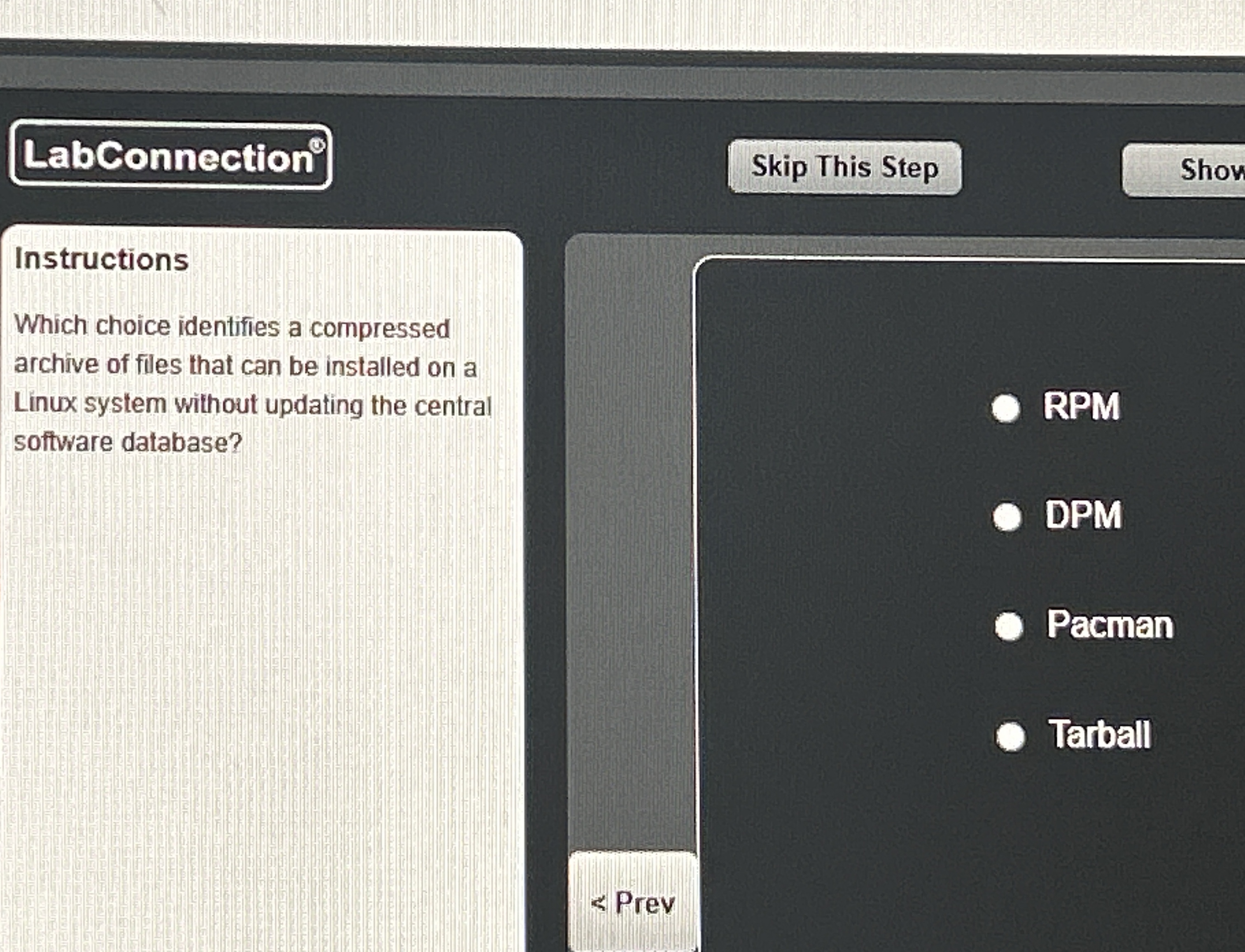 LabConnection Instructions Which choice