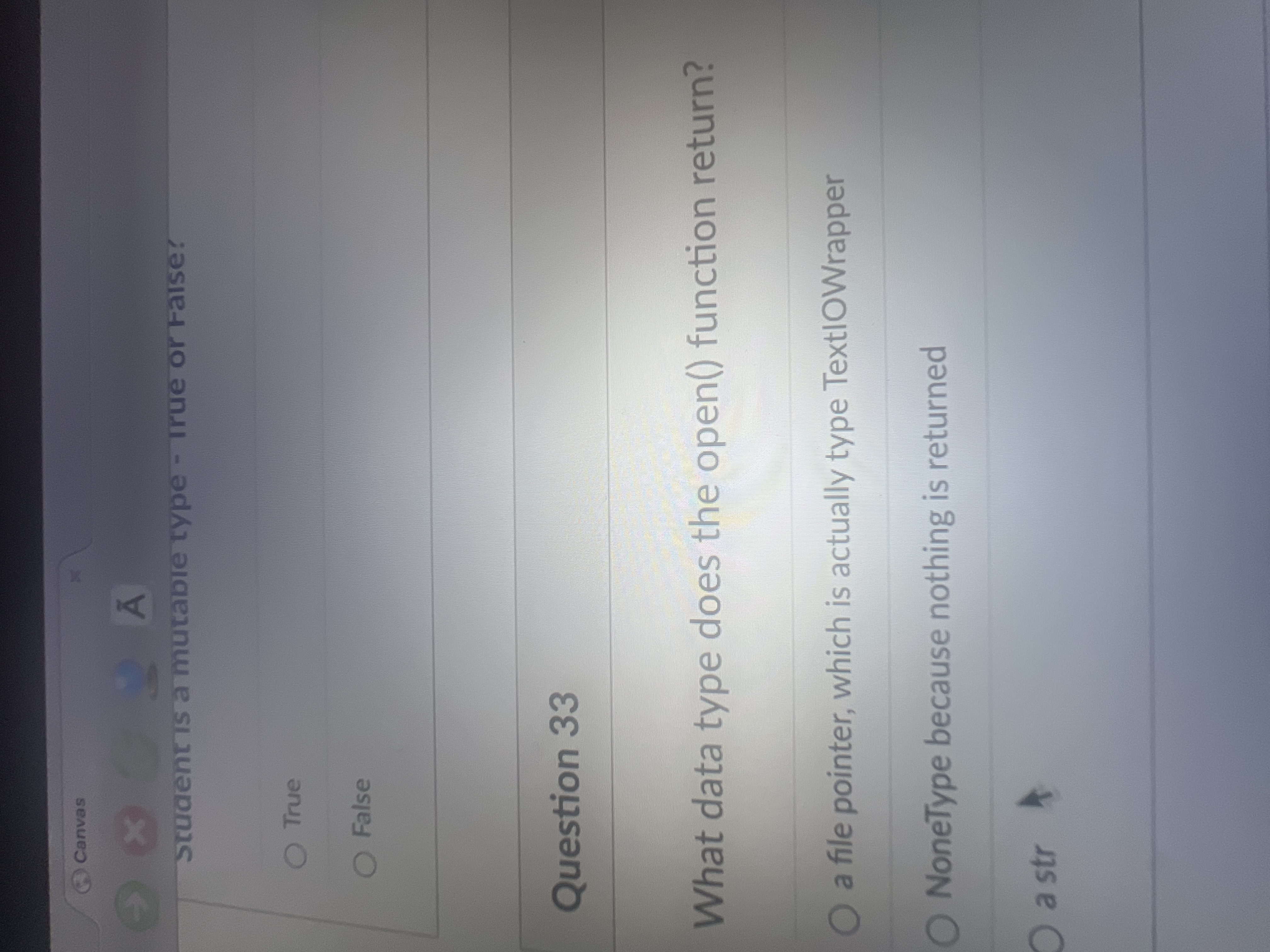 student 1 5 a mutable type - Irue or False? True