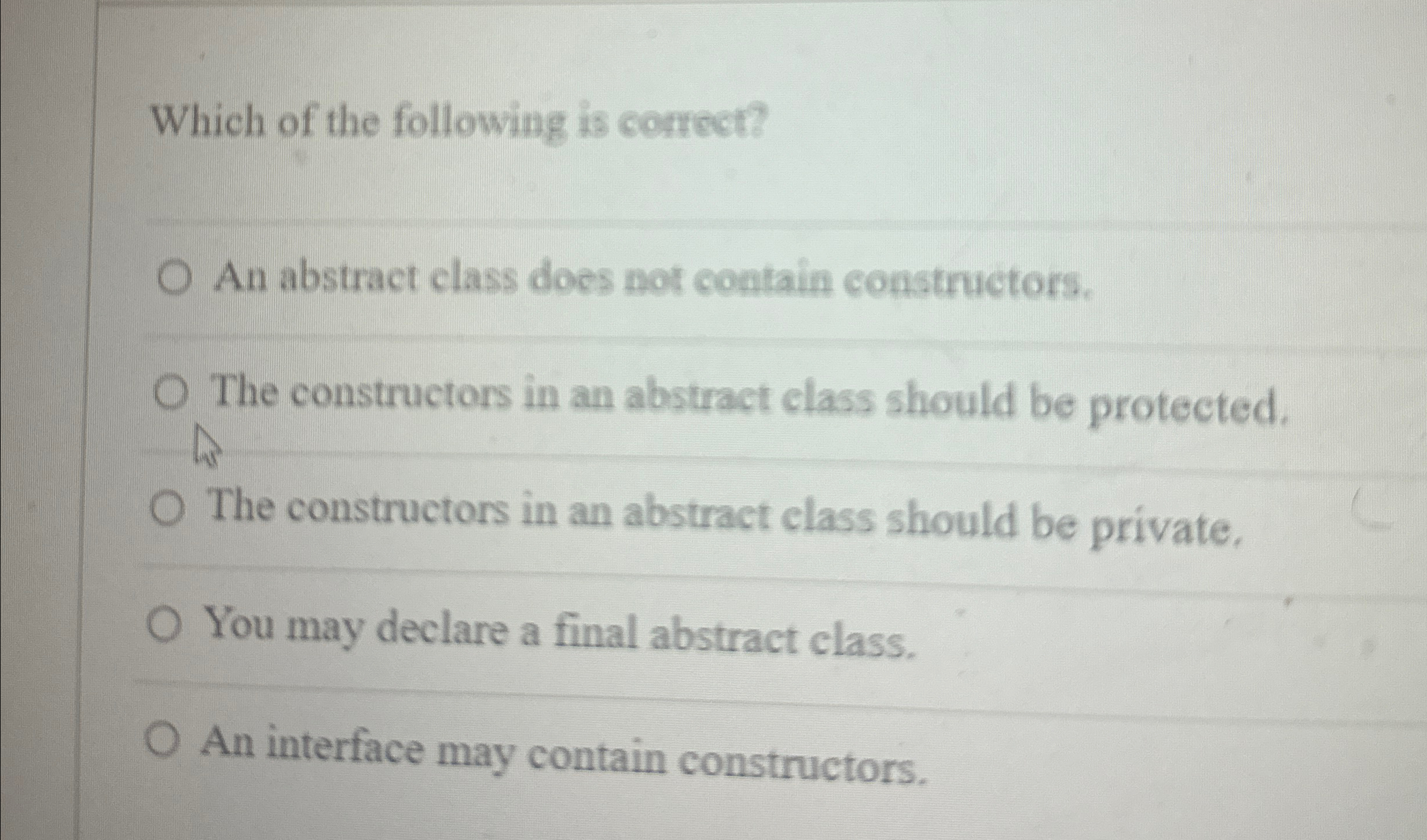 Which of the following is correct? An abstract