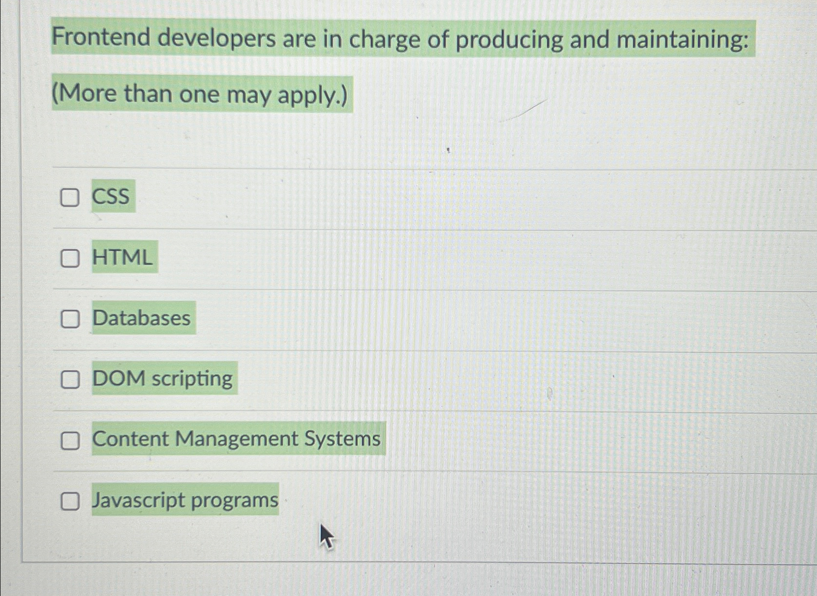 Frontend developers are in charge of producing