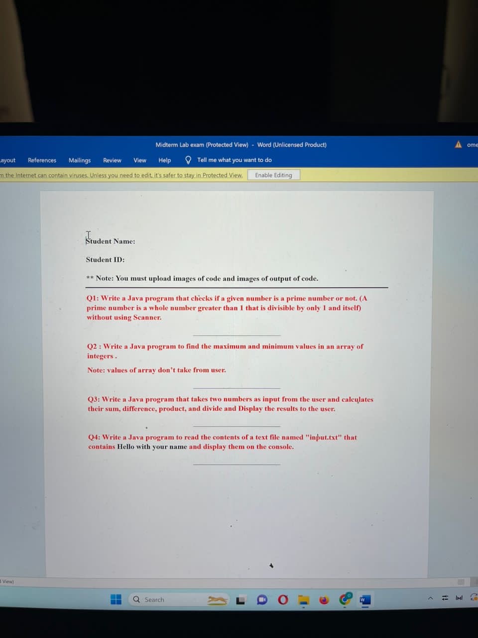 Midterm Lab exam ( Protected View ) - Word (