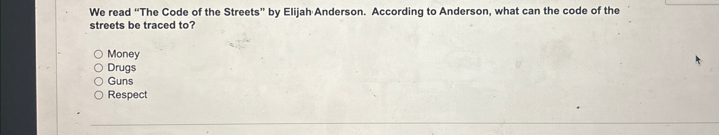 We read "The Code of the Streets" by Elijah