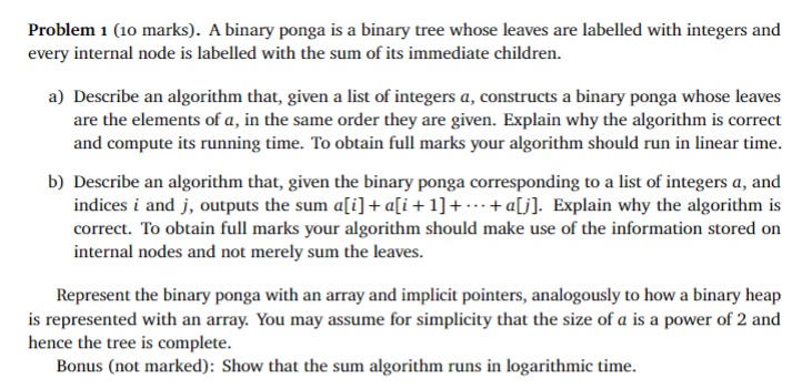Problem 1 ( 1 0 marks ) . A binary ponga is a