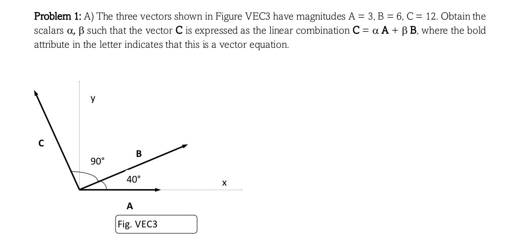 Problem 1 : A ) The three vectors shown in Figure