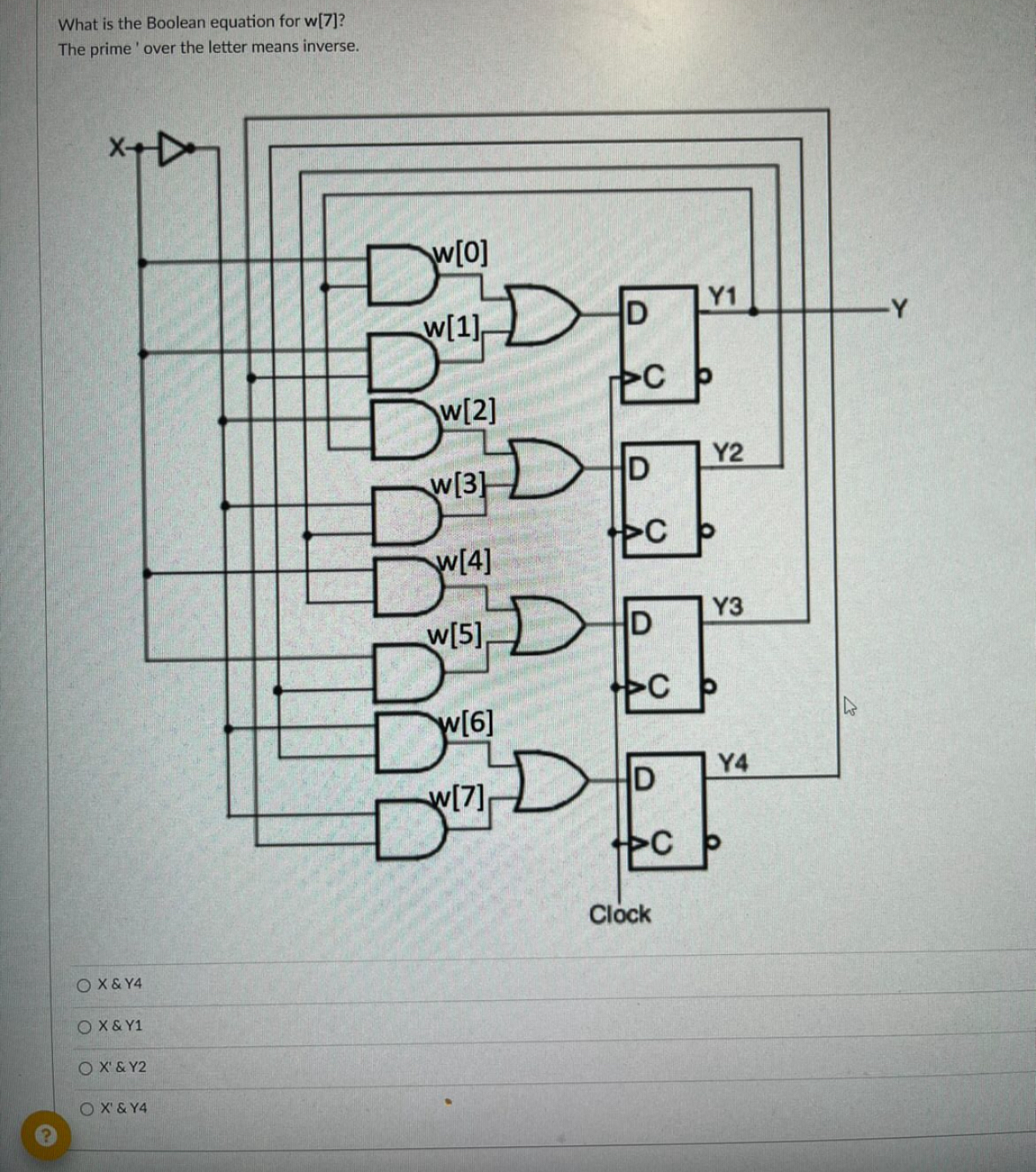 What is the Boolean equation for w [ 7 ] ? The