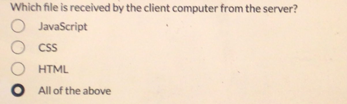 Which file is received by the client computer