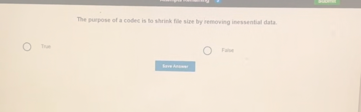 The purpose of a codec is to shrink file size by