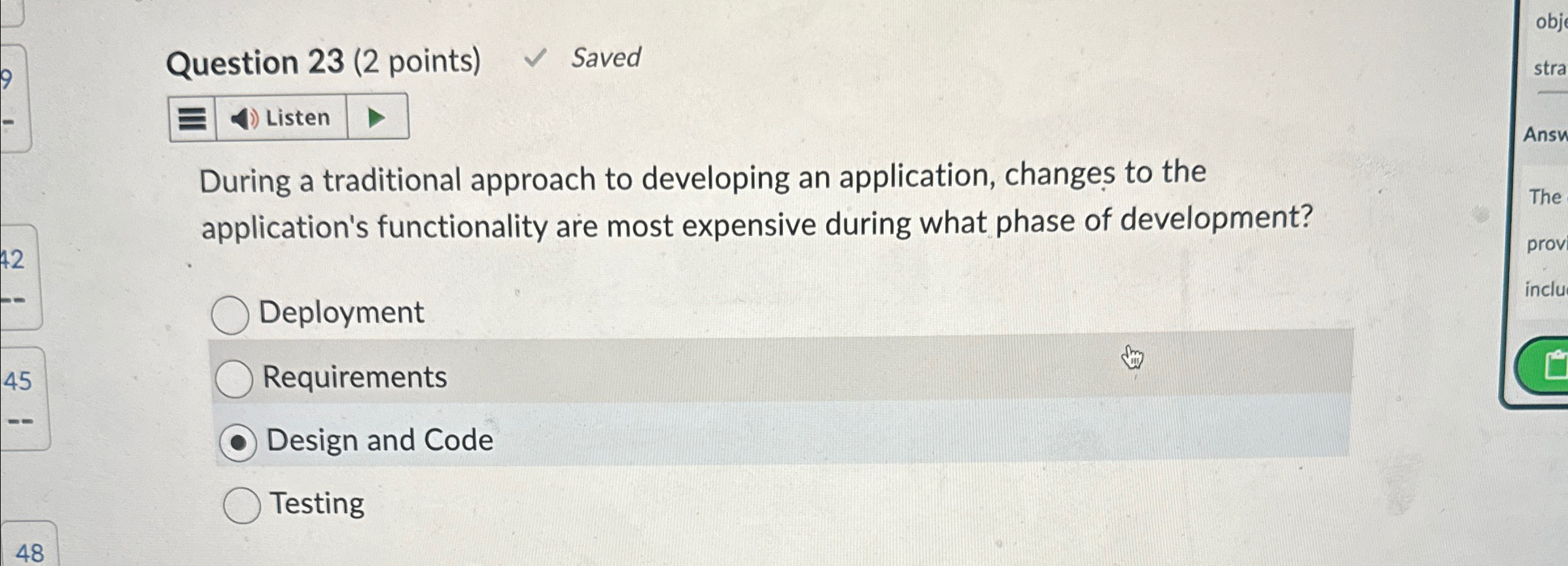 Question 2 3 ( 2 points ) Saved During a