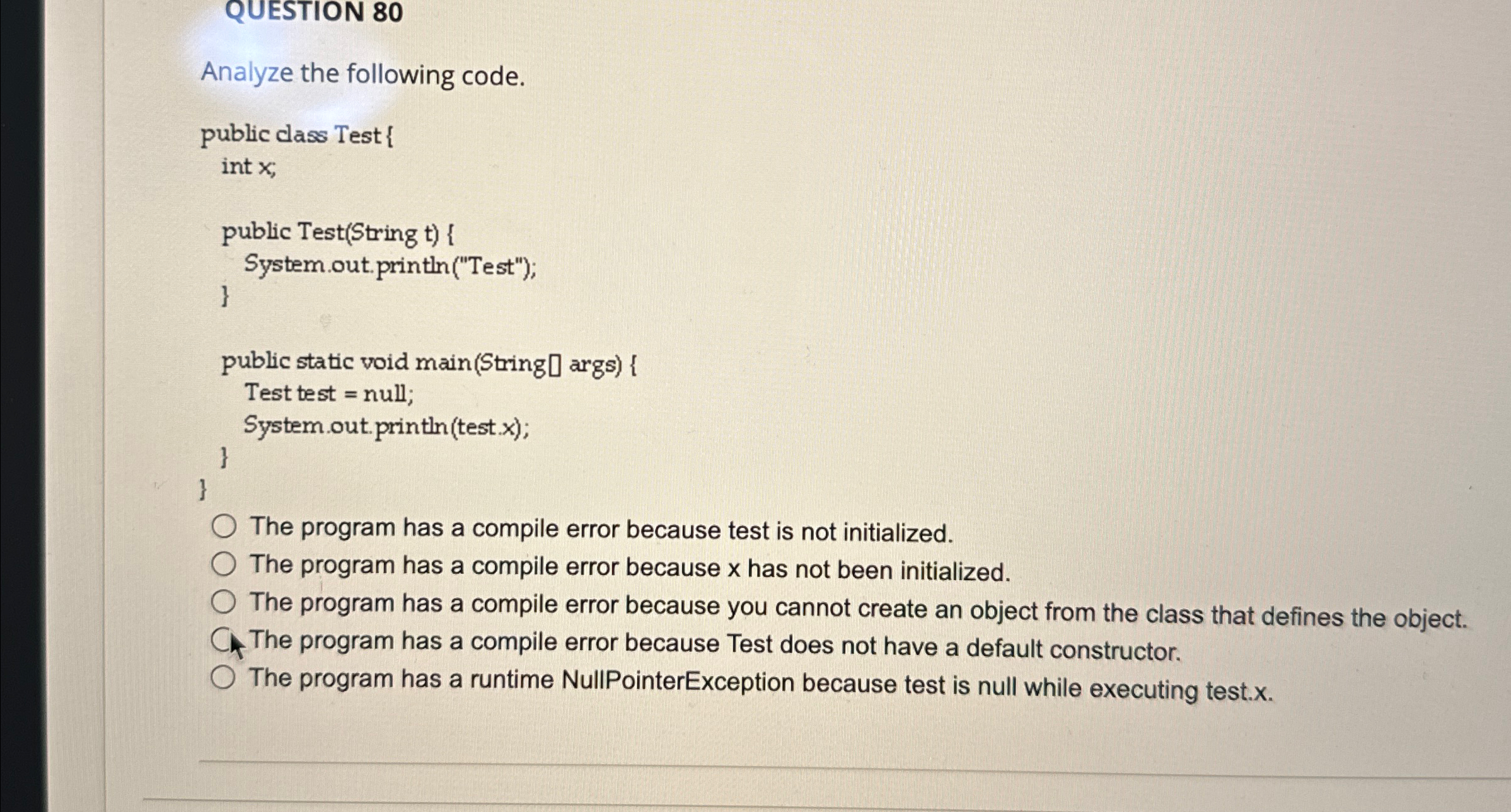 QUESTION 8 0 Analyze the following code.The