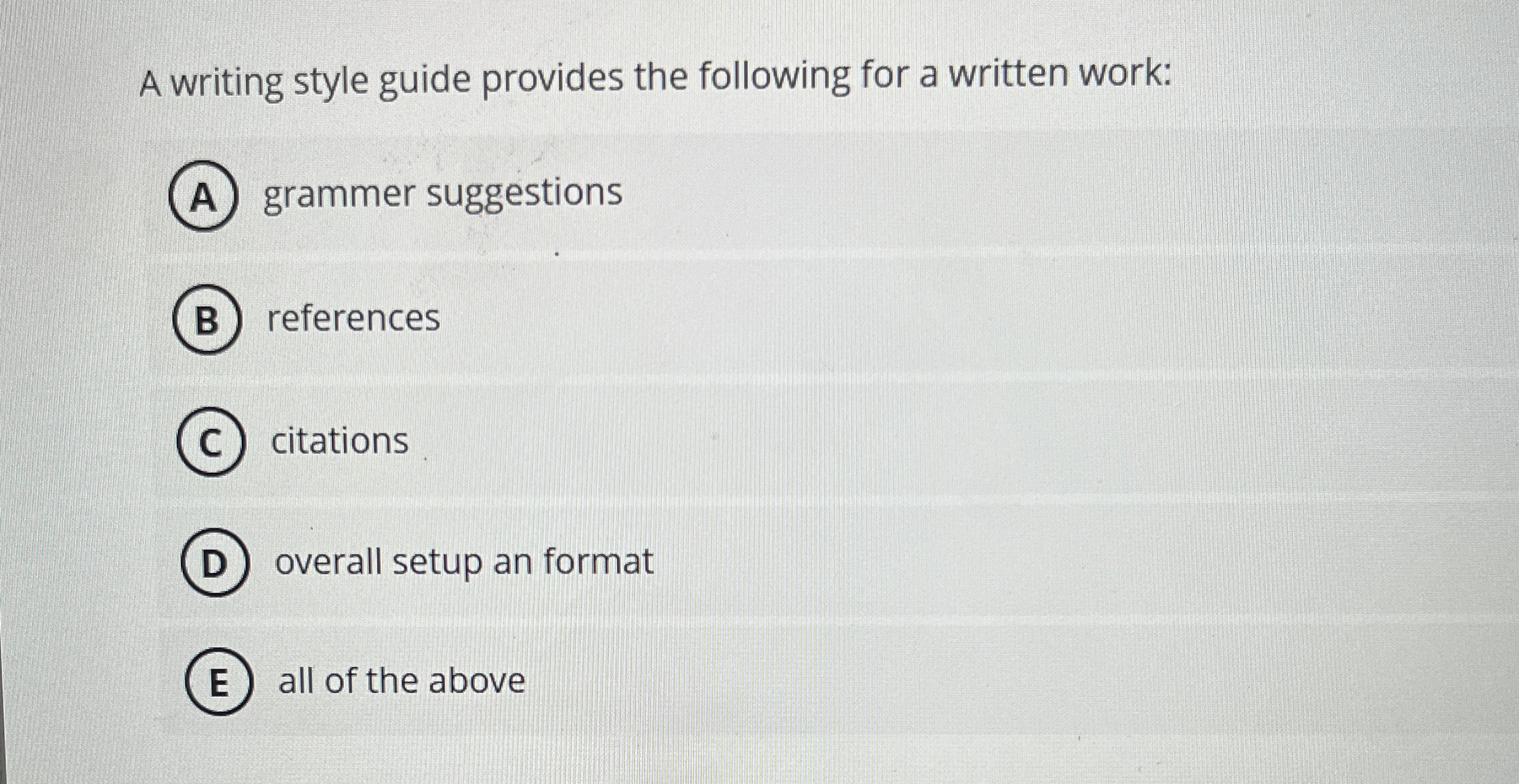 A writing style guide provides the following for