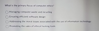 What is the primary focus of computer ethics?