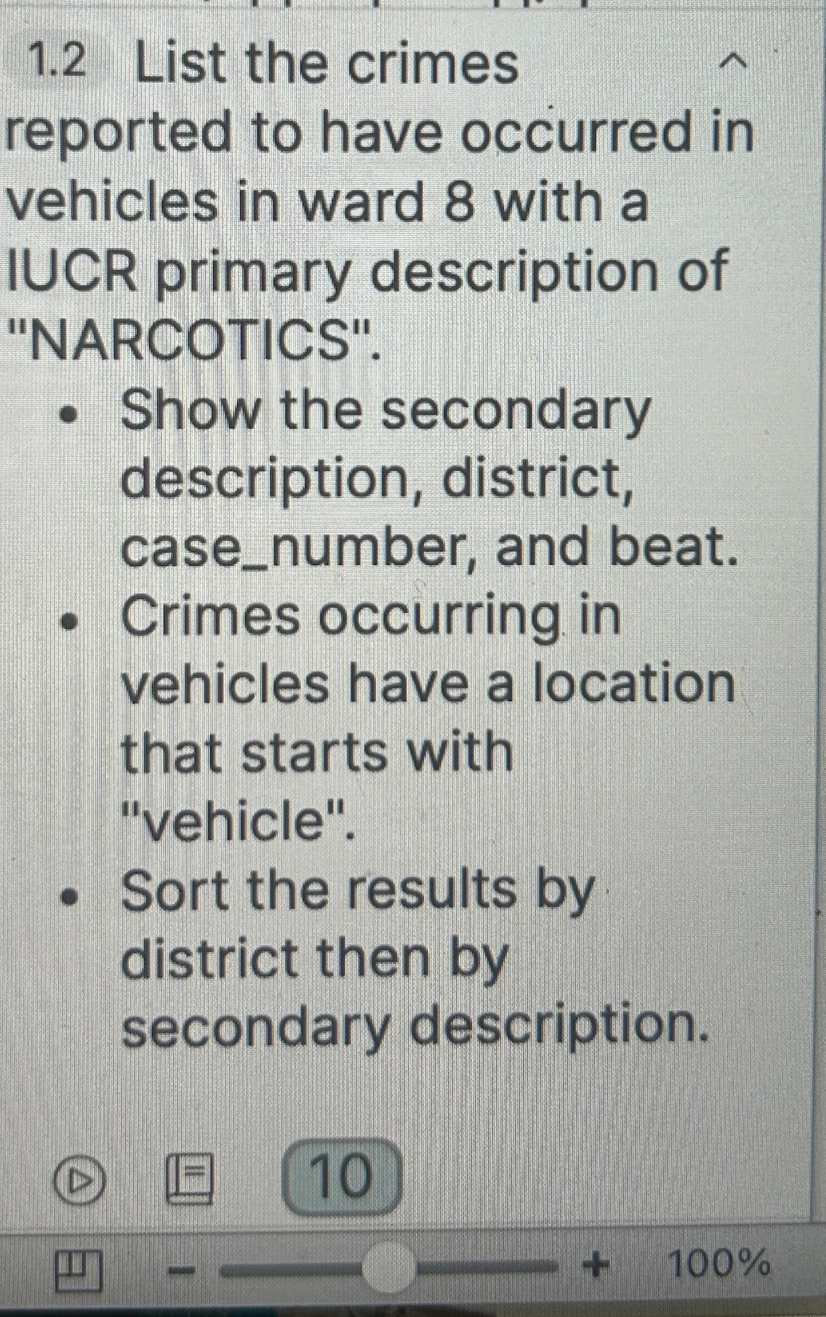1 . 2 List the crimes reported to have occurred