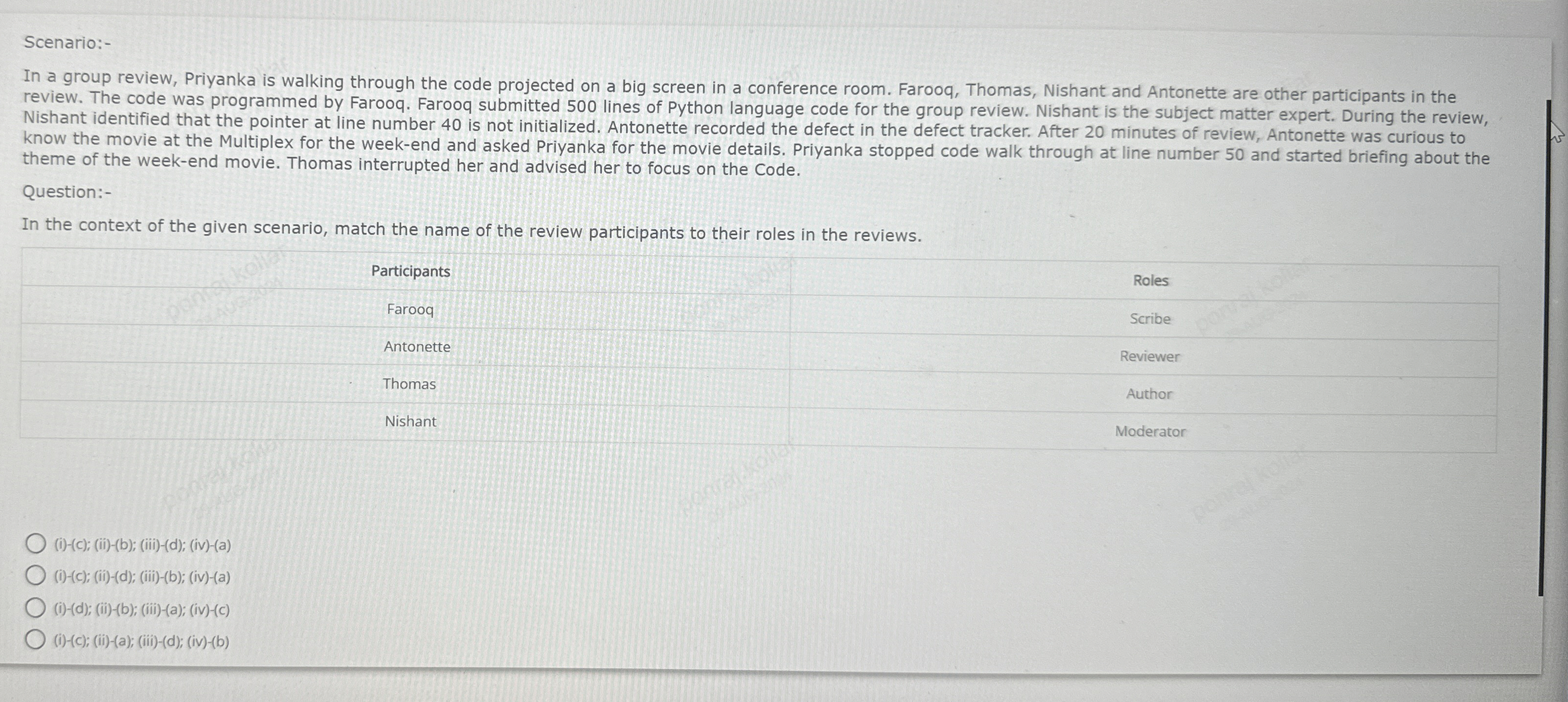 Scenario: - In a group review, Priyanka is