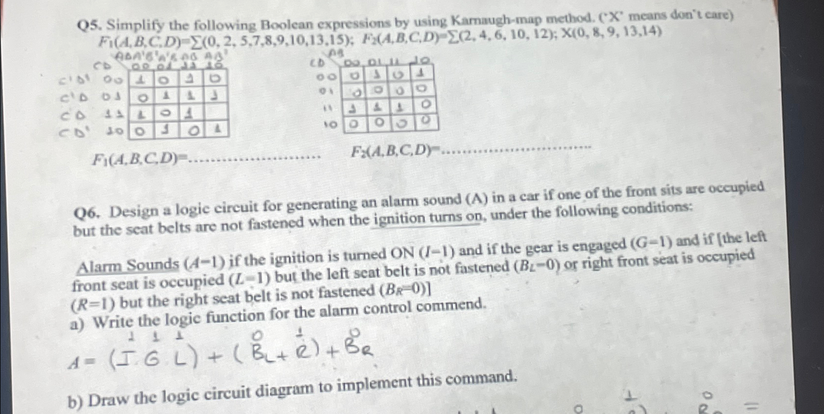 Q 5 . Simplify the following Boolean expressions