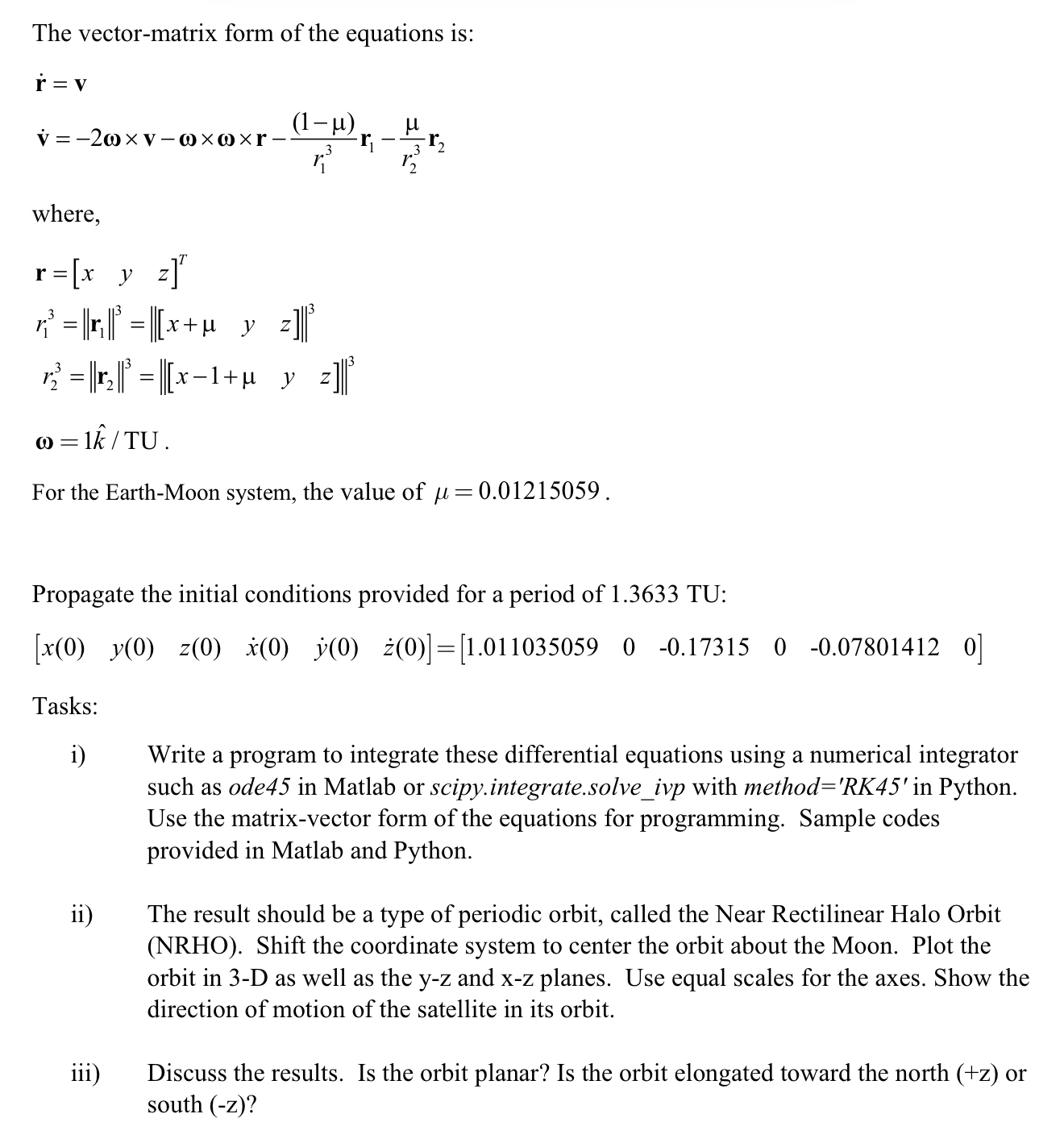 The three scalar equations of motion of a