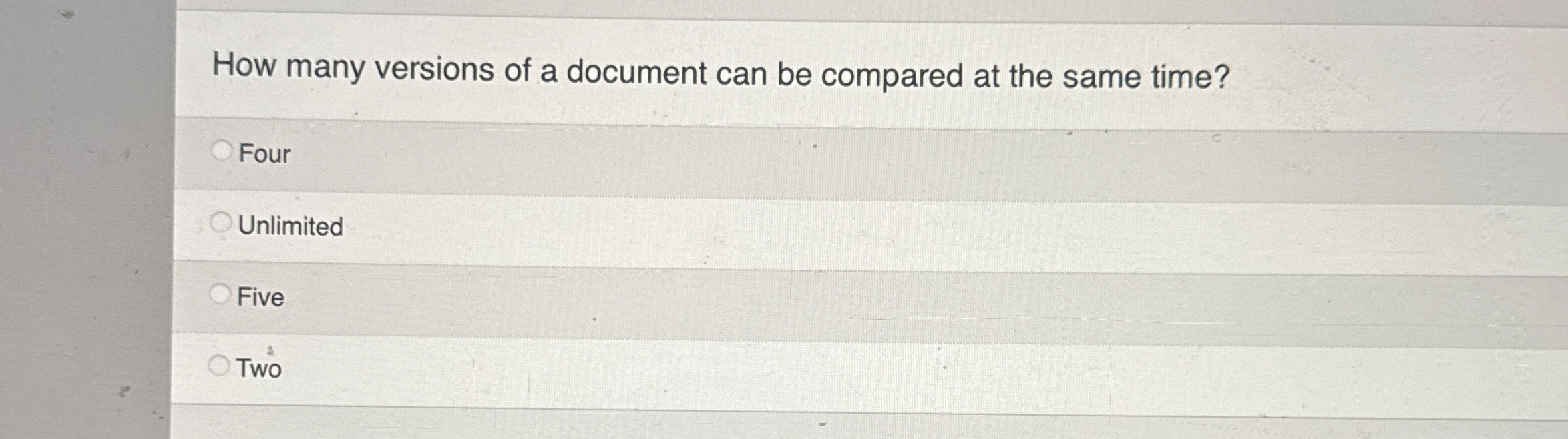 How many versions of a document can be compared