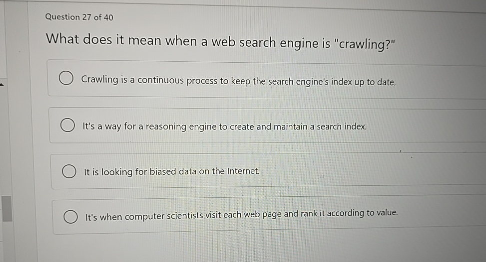 Question 2 7 of 4 0 What does it mean when a web