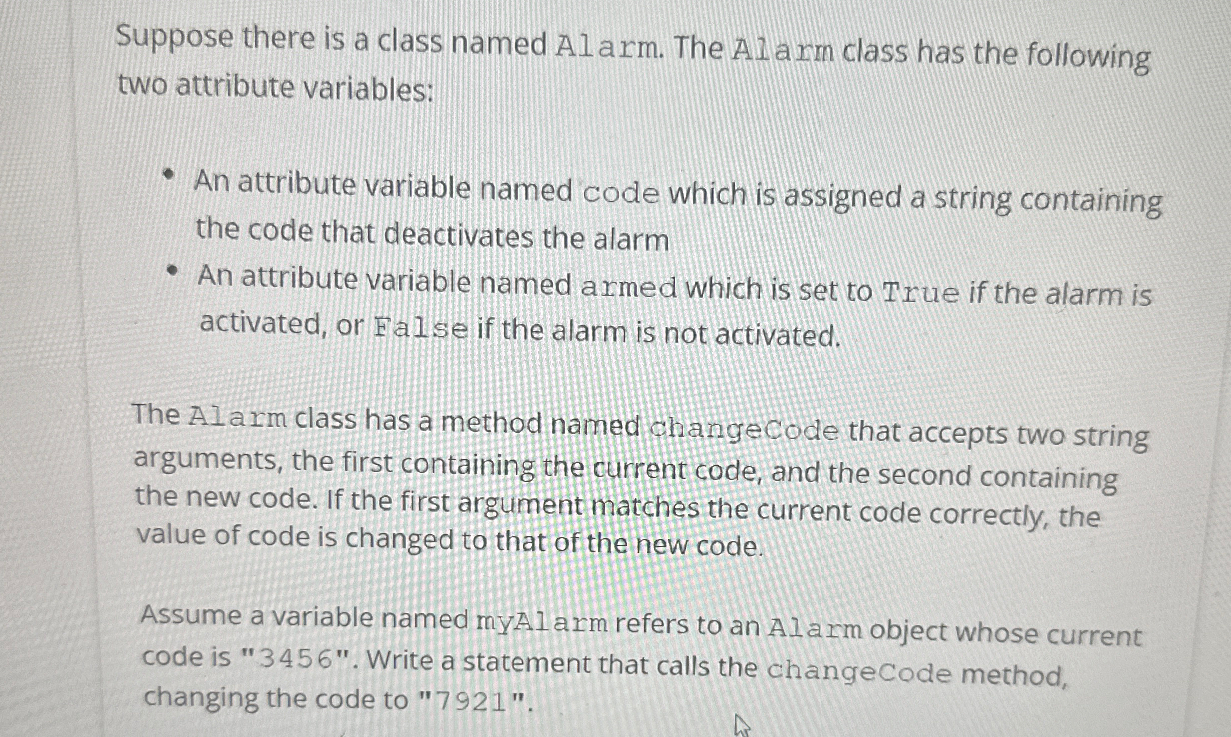 Suppose there is a class named Al arm. The Al arm