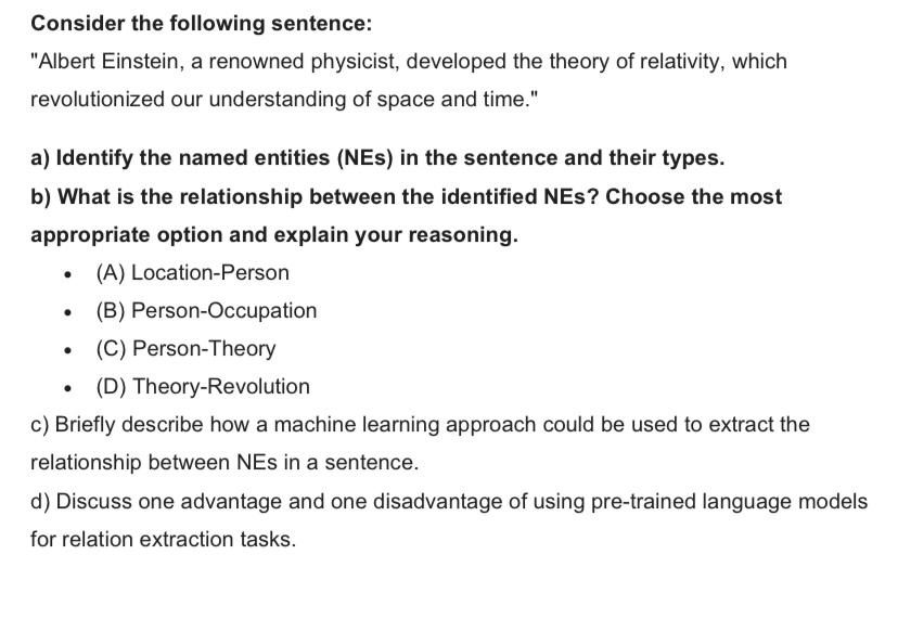 Consider the following sentence: "Albert