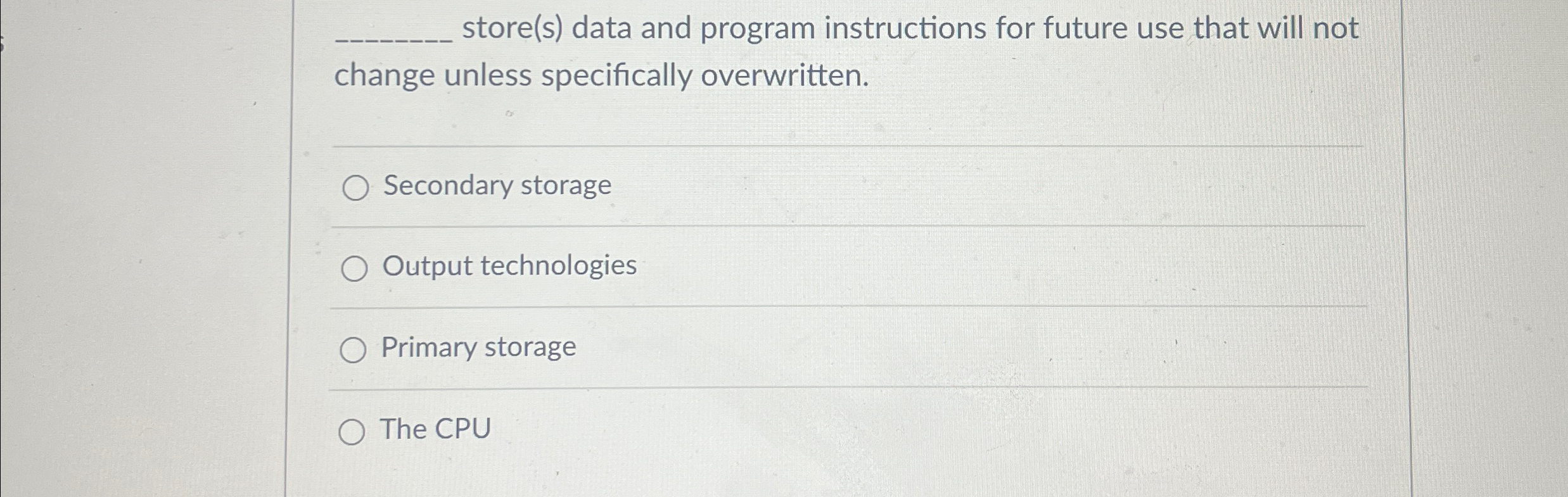 q , store ( s ) data and program instructions for