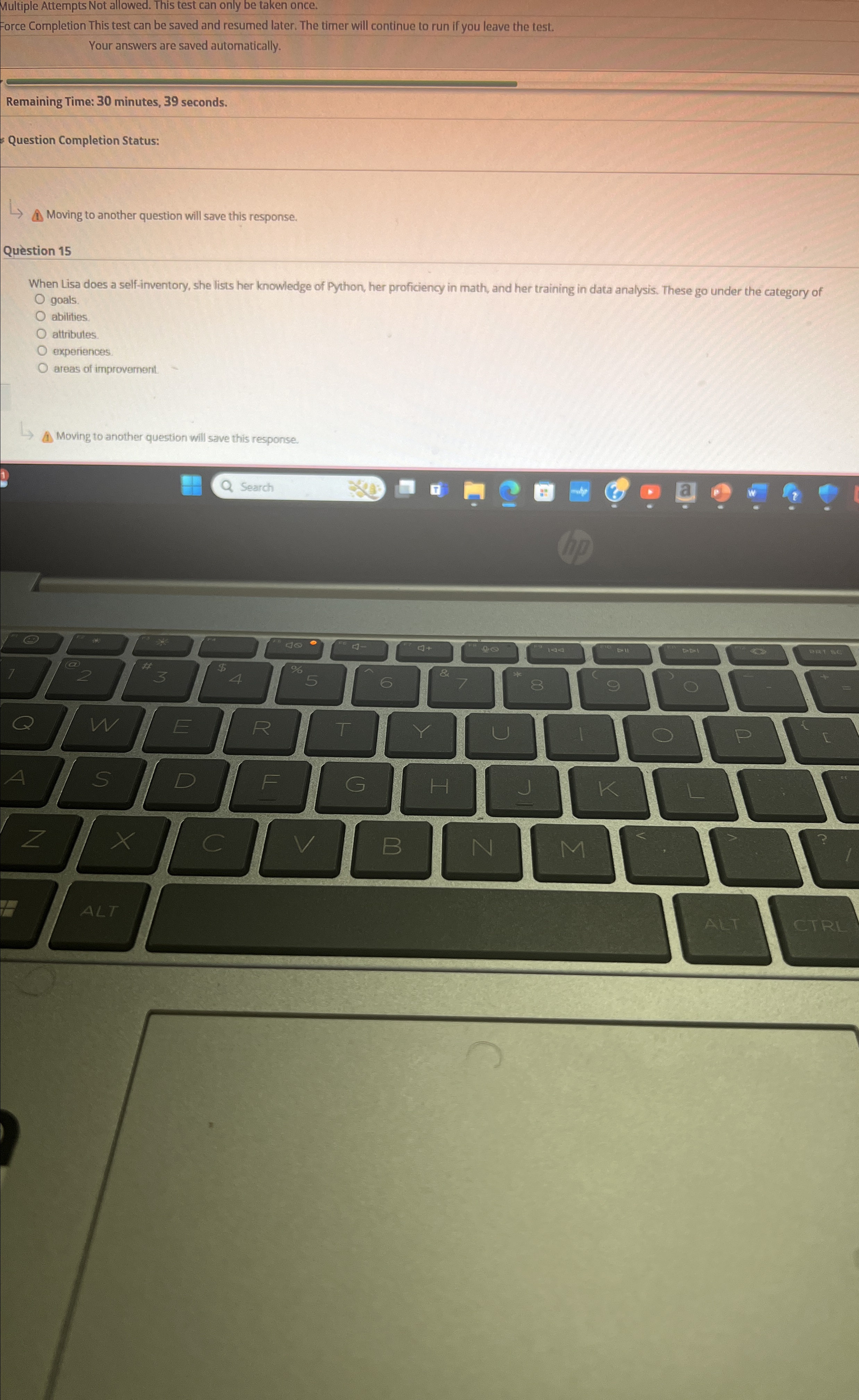 Multiple Attempts Not allowed. This test can only