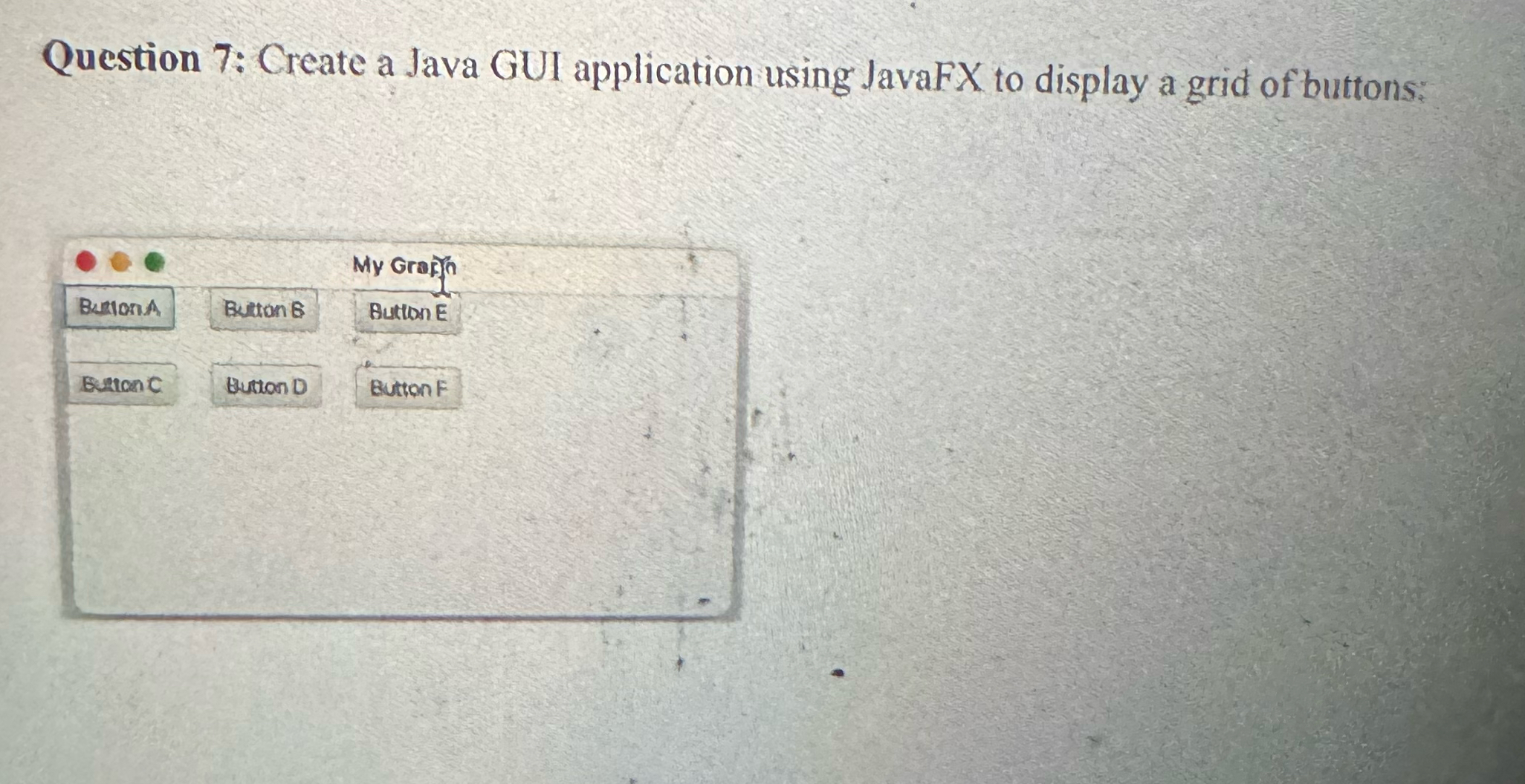 Question 7 : Create a Java GUI application using