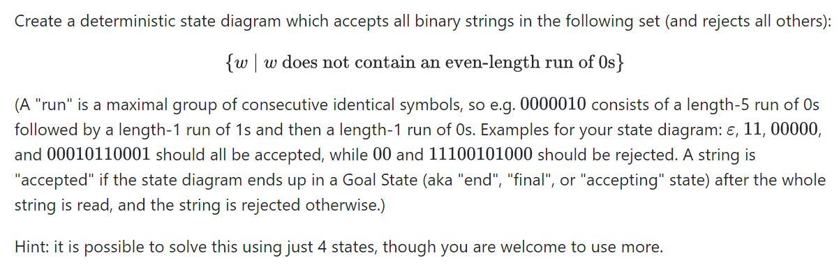 Create a deterministic state diagram which