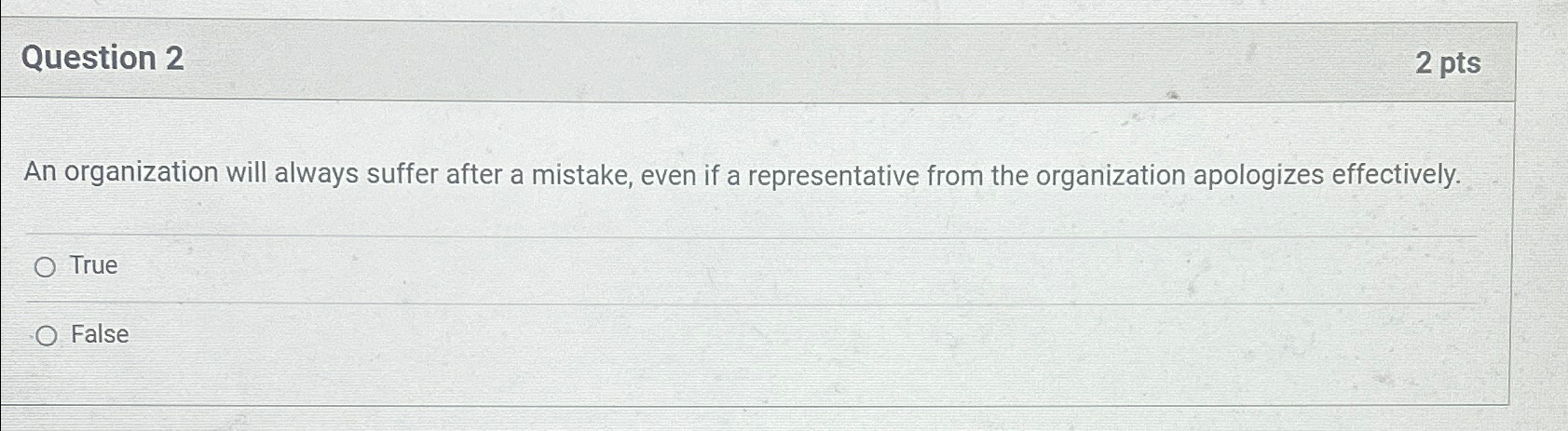 Question 2 2 p t s An organization will always