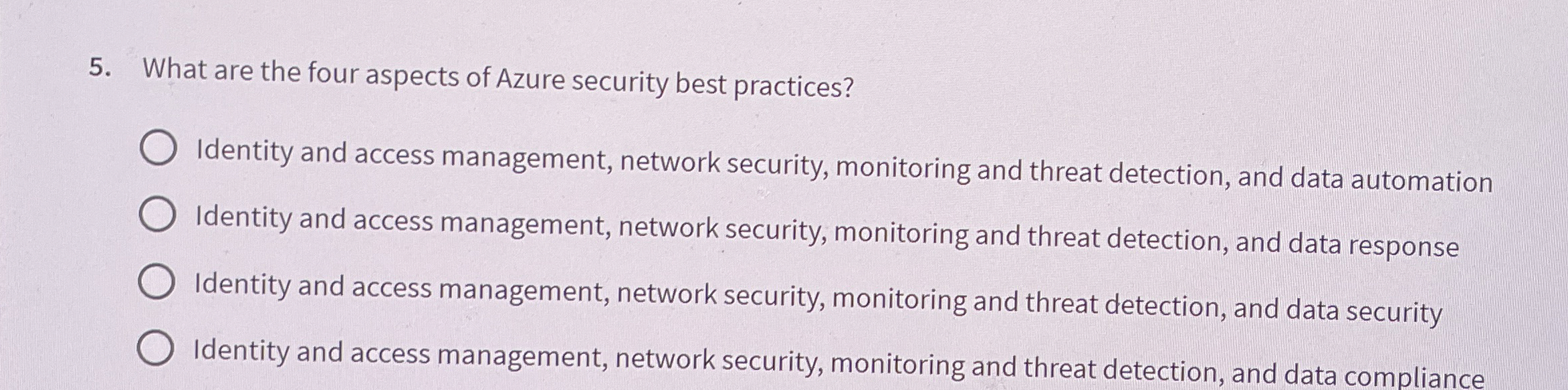 What are the four aspects of Azure security best