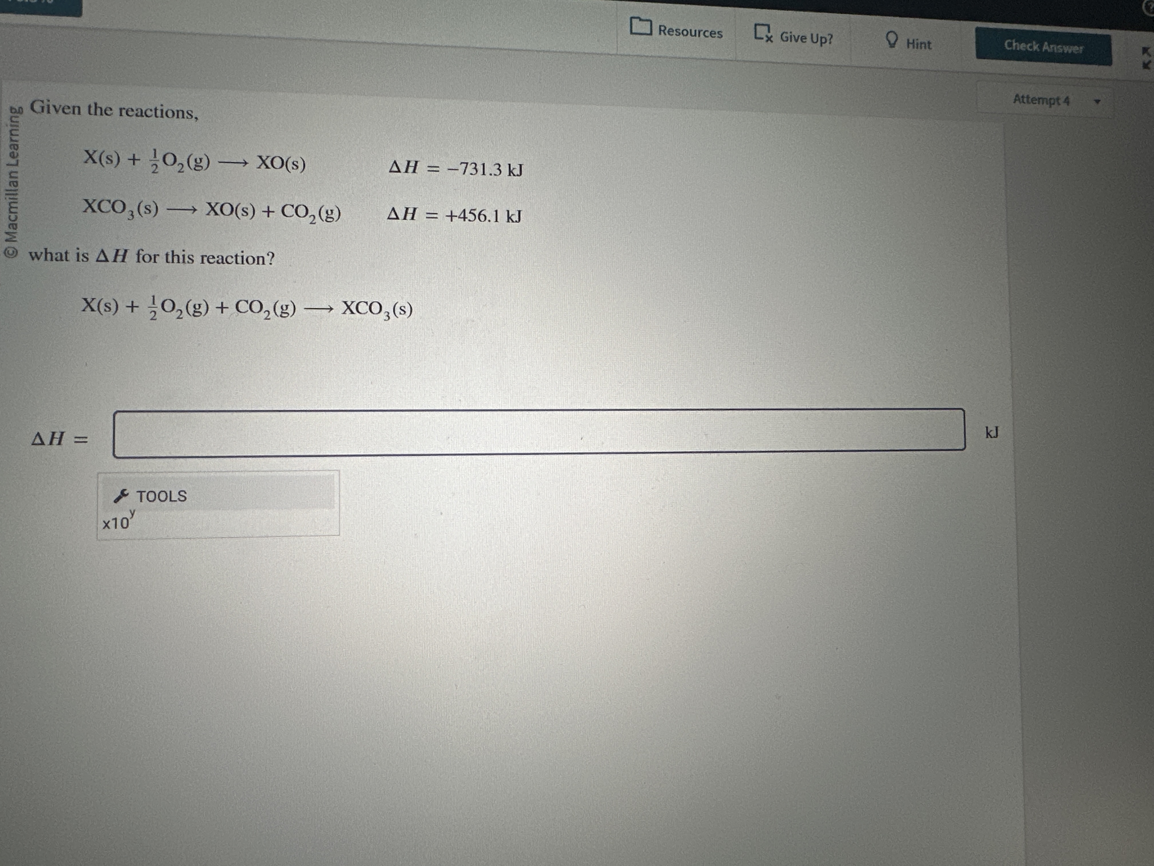 Given the reactions, x ( s ) + 1 2 O 2 ( g ) l o