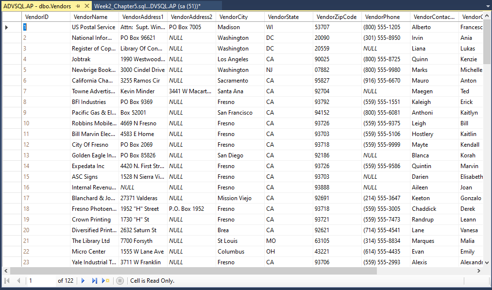 Write a SELECT statement that returns two columns