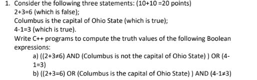 Consider the following three statements: points