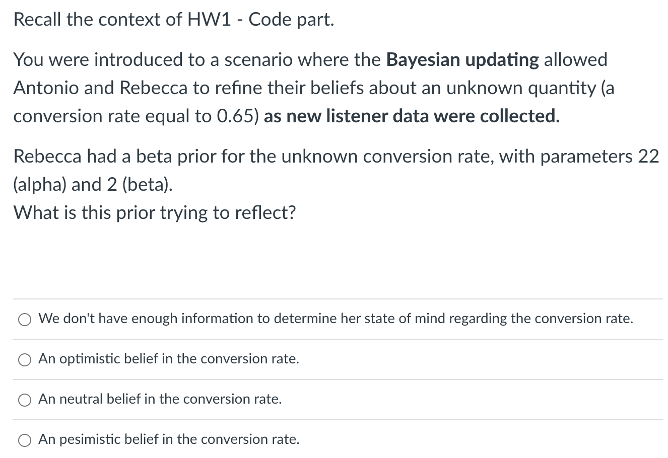 Recall the context of HW 1 - Code part. You were