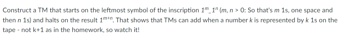 Construct a TM that starts on the leftmost symbol