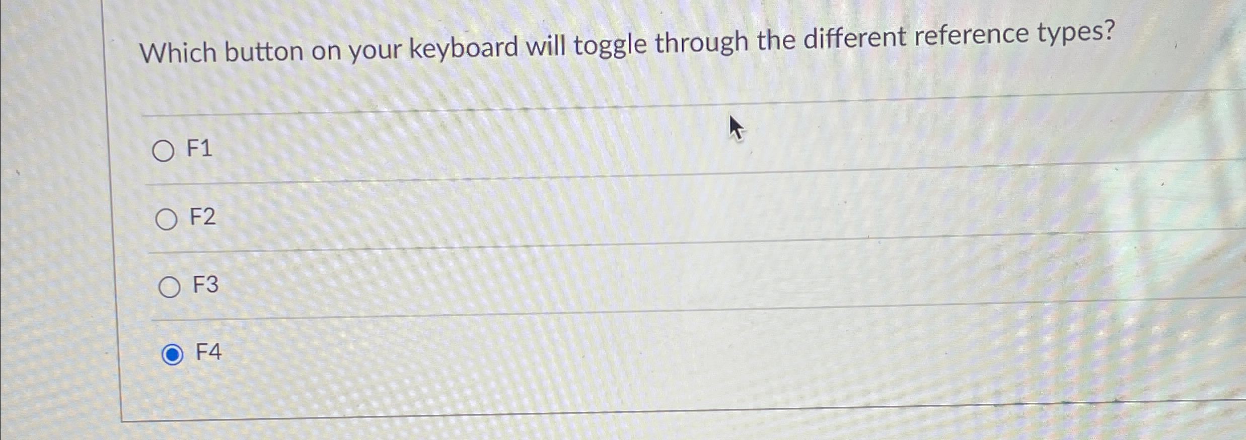 Which button on your keyboard will toggle through