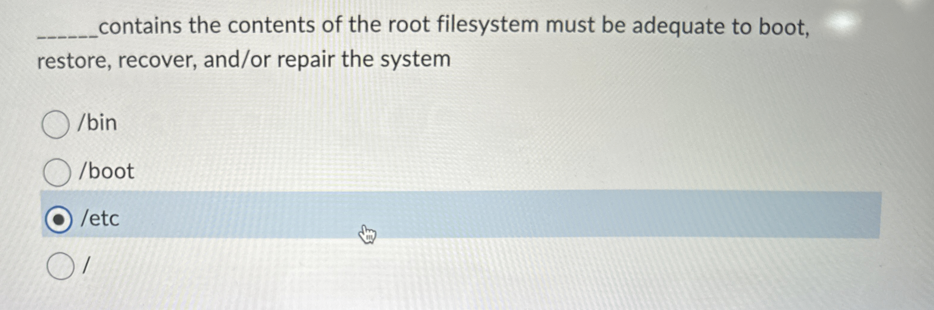 q , contains the contents of the root filesystem